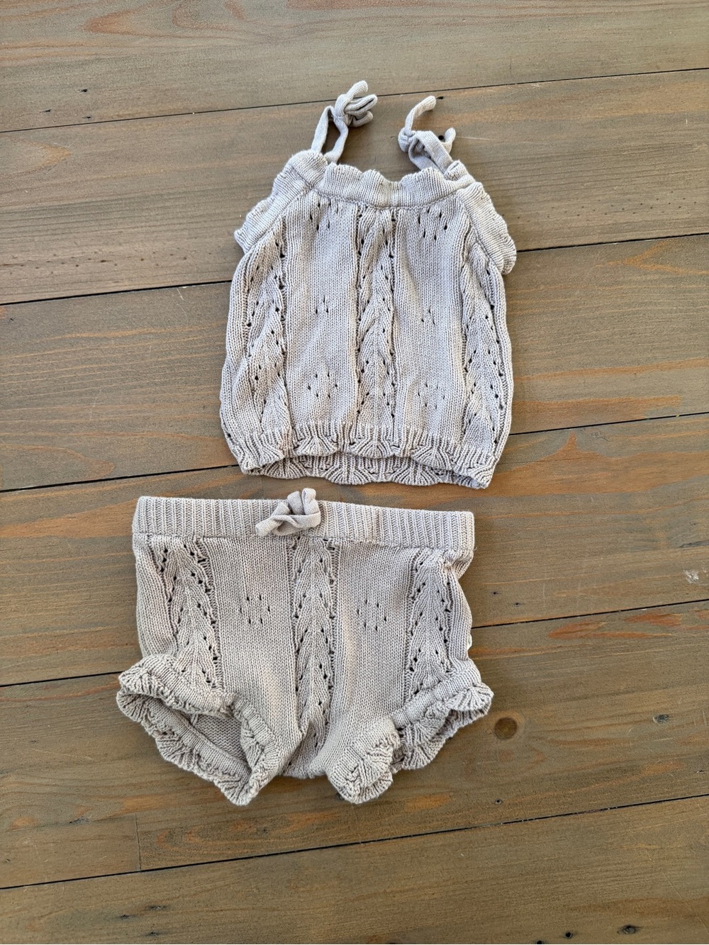 SNUG Knit Baby Tank & Bloomers Set in Light Beige - 3-6 Months